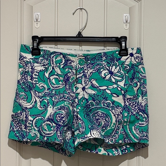 Lilly Pulitzer Pants - Lilly Pulitzer Teal and Navy Floral Women's Shorts